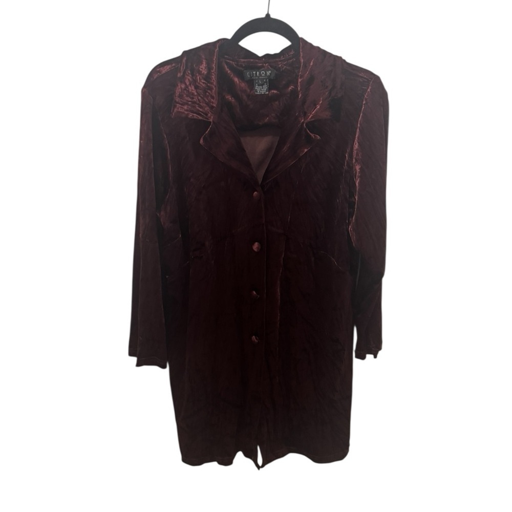 Citron Santa Monica Burgundy Velvet Tunic Top Size Large